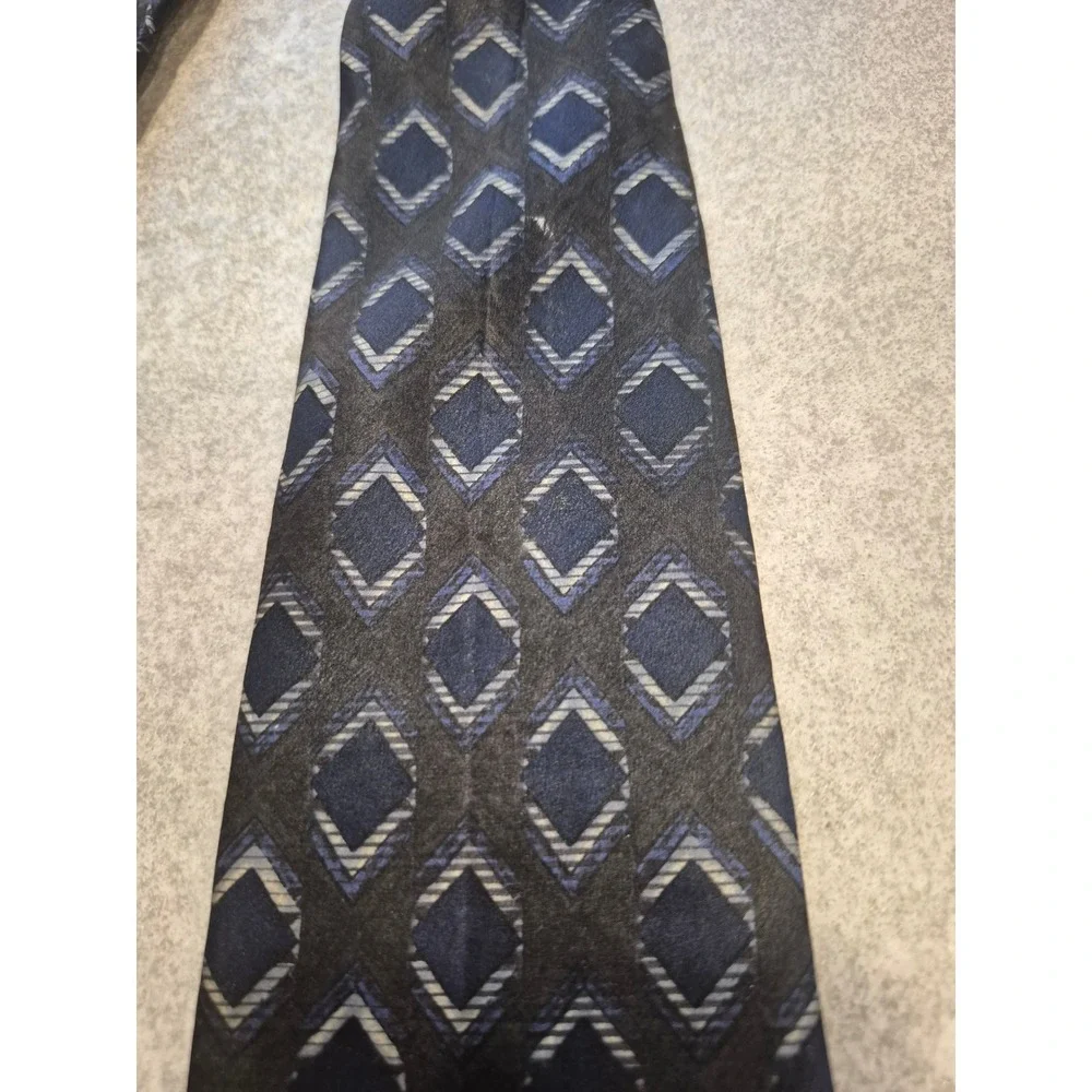 Spencer Lowe Silk Necktie Black Blue Diamond Pattern‎ Luxury Men's Tie